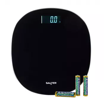 Salter SA00709BFEU12 ümmargune elektrooniline vannitoakaal, must, kandevõime 180 kg, karastatud klaas