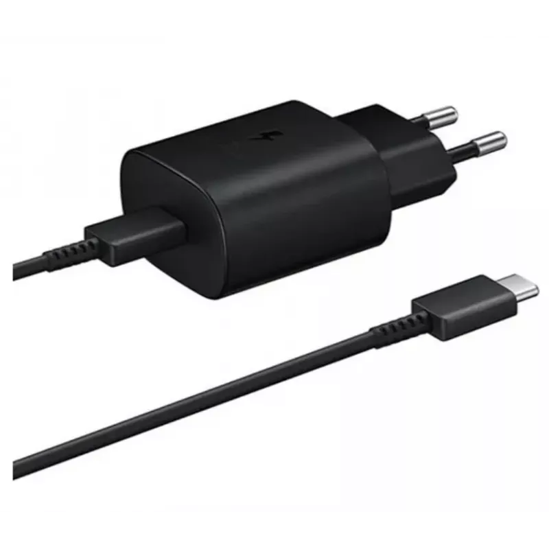 Samsung 25W USB-C Super Fast Charging reisiadapter USB-C–USB-C kaabliga - must