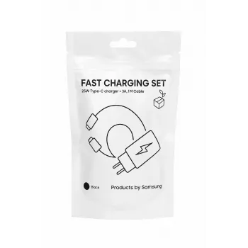 Samsung 25W USB-C Super Fast Charging reisiadapter USB-C–USB-C kaabliga - must