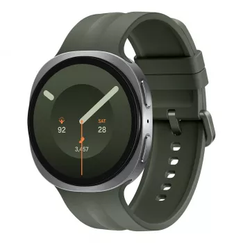 Samsung Galaxy Watch9 LTE 44 mm hõbedane nutikell oliivrohelise spordirihmaga M/L