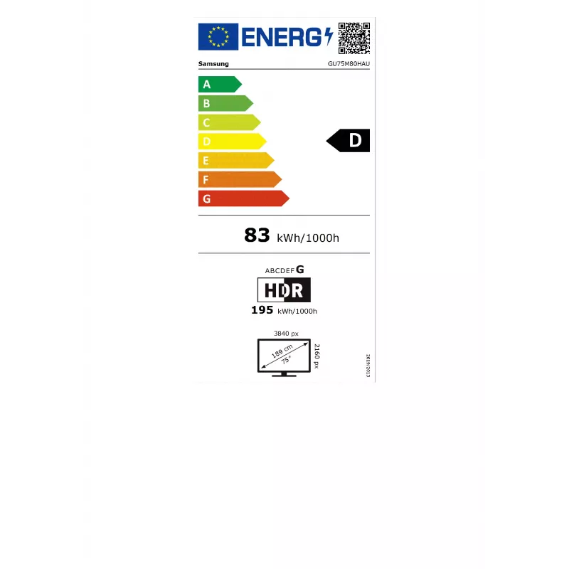 Samsung GU75M80HAUXZG 75-tolline 4K Ultra HD LED Smart TV (Tizen, HDR10+, 20W kõlarid, VESA 400x300)