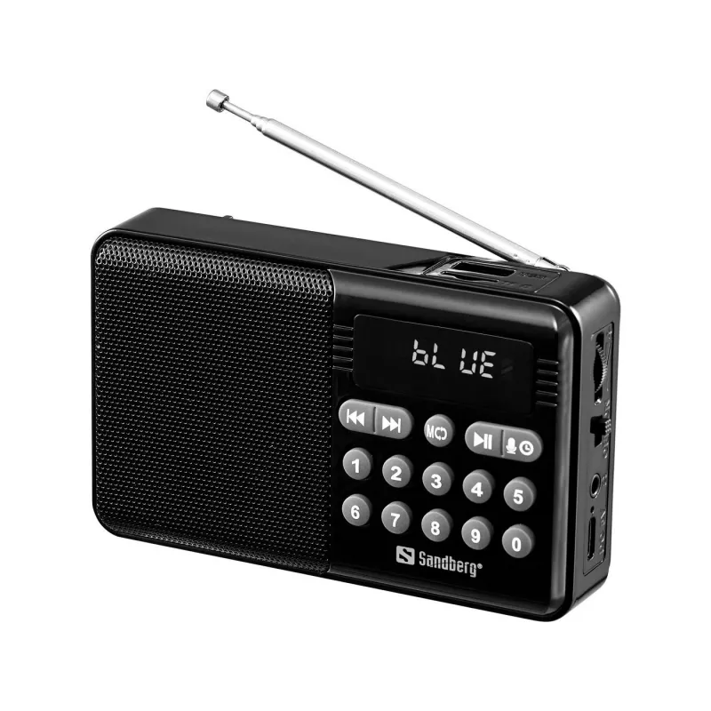 SANDBERG kõlar raadio FM+BT taaslaetav kaasaskantav Bluetooth-kõlar FM-raadio, AUX, USB, MicroSD, 6W, must
