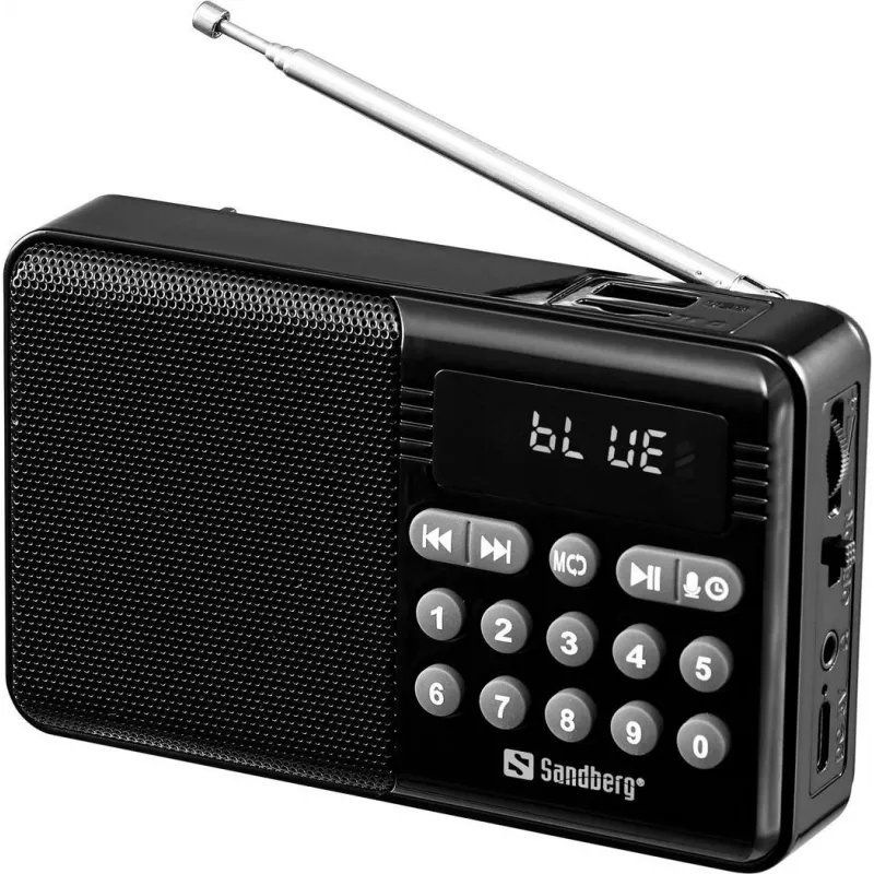 SANDBERG kõlar raadio FM+BT taaslaetav kaasaskantav Bluetooth-kõlar FM-raadio, AUX, USB, MicroSD, 6W, must