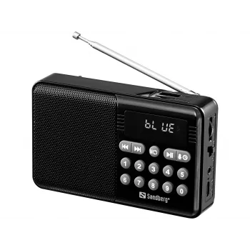 SANDBERG kõlar raadio FM+BT taaslaetav kaasaskantav Bluetooth-kõlar FM-raadio, AUX, USB, MicroSD, 6W, must