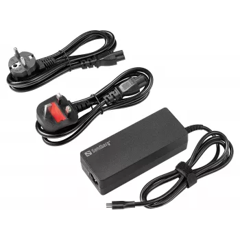 SANDBERG USB-C AC Charger PD100W EU+UK - 100W USB-C Power Delivery seinadapter, vahetatavad EU/UK pistikud, must