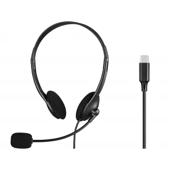 SANDBERG USB-C on-ear peakomplekt bulk mürasummutava poom-mikrofoni ja juhtmepealsete juhtnuppudega (825-31)