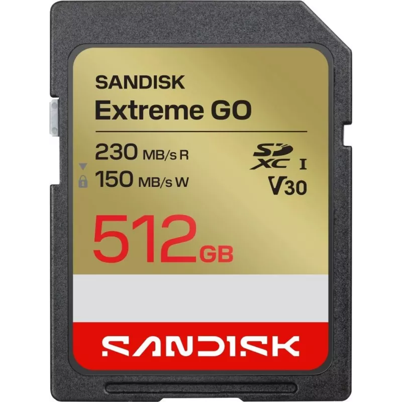 SanDisk Extreme GO SDXC mälukaart 512 GB UHS-I 230 MB/s lugemiskiirus V30 U3