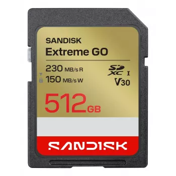 SanDisk Extreme GO SDXC mälukaart 512 GB UHS-I 230 MB/s lugemiskiirus V30 U3