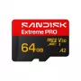 SanDisk Extreme PRO microSDXC 64GB UHS-I U3 V30 Kuni 200 MB/s lugemiskiirus