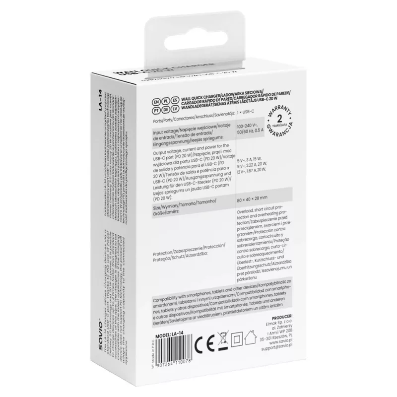 SAVIO LA-14 20W seinatavalaadija Power Delivery 3.0-ga
