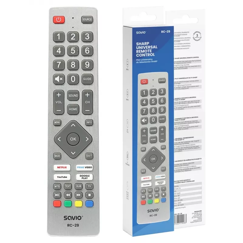 SAVIO RC-29 universaalne kaugjuhtimispult SHARP teleritele