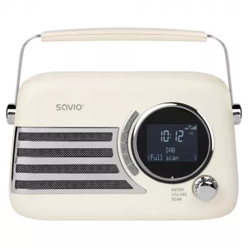 SAVIO RS-04 kaasaskantav DAB+ FM raadio, laetava akuga, LCD-ekraaniga, kahe äratusega, must