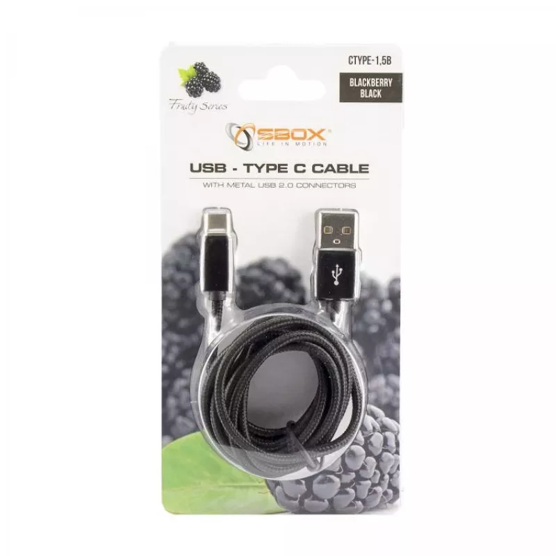 SBOX USB-TYPEC-15B USB-A to USB-C kaabel 1,5 m Blackberry Black