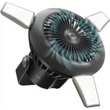 SBS kaasaskantav ventilaator 4000mAh power banki, LED-tulede ja päikeseenergia laadimisega