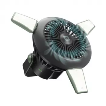 SBS kaasaskantav ventilaator 4000mAh power banki, LED-tulede ja päikeseenergia laadimisega