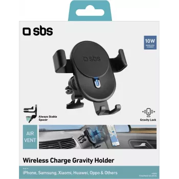 SBS TESUPWIR10CLIPSTG 10W juhtmevaba auto telefoni hoidik - must