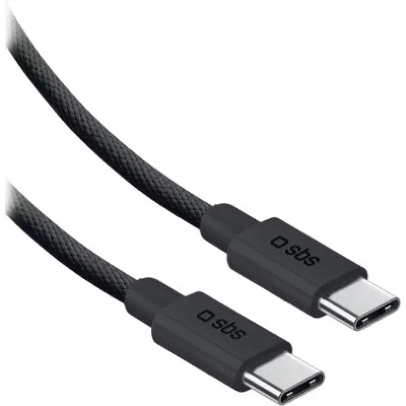 SBS USB-C kuni USB-C nailonkaabel 2m 240W must