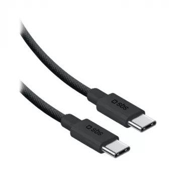 SBS USB-C kuni USB-C nailonkaabel 2m 240W must