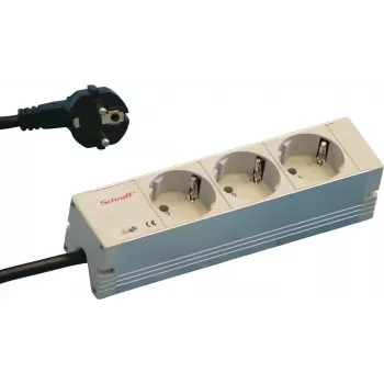 SCHROFF STDL Schuko toiteplokk, 3 pistikupesa, 184 mm, alumiinium, hõbedane/must 60110200