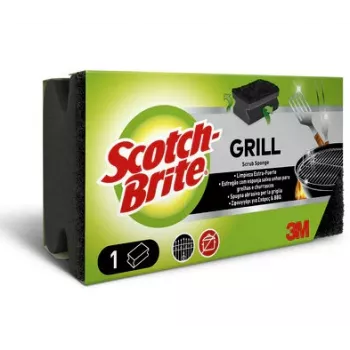 Scotch-Brite BBQ Grill Cleaner Black Extra Powerful Abrasive Pad with Nail-Friendly Grip Strip, 1 Unit (GNS1N)