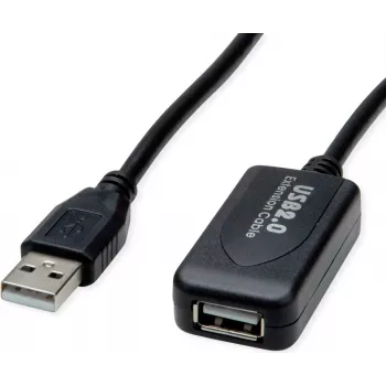 SECOMP STANDARD USB 2.0 aktiivne pikenduskaabel repiiteriga, 5 m, must (S3114)