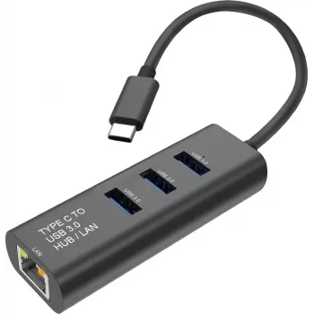 SECOMP STANDARD USB-C Gigabit Etherneti konverter + 3-port USB 3.0 jaotur (S1431)