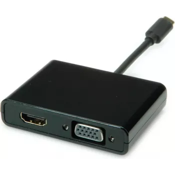 SECOMP STANDARD USB-C HDMI + VGA ekraaniadapter, 4K HDMI, 1080p VGA, must, 0,1m S3250