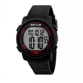 SECTOR MAN R3251543001 (44mm) Kvartskell - Must sihverplaat, silikoonrihm