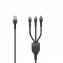 SEEK TOTI USB A to Micro USB / USB-C / Lightning 1.5m Punutud Kaabel 2A (Non-MFI) Must