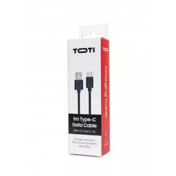 SEEK TOTI USB-A to Type-C, 1m PVC Data Cable 3A, Must