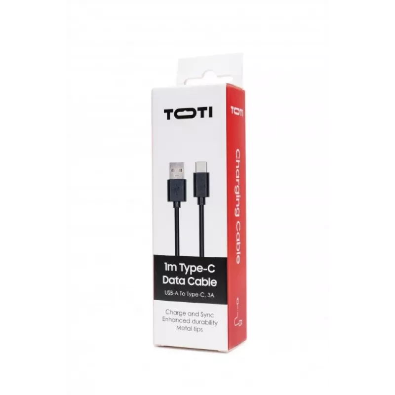 SEEK TOTI USB-A to Type-C, 1m PVC Data Cable 3A, Must