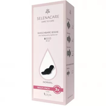 Selenacare Washable Pads (3-Pack) - Regular Flow, Bamboo Charcoal, Reusable Menstrual Pad