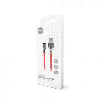 Setty USB-A to Micro-USB kaabel 1,0 m 3A kiirlaadimine Punane FC-M