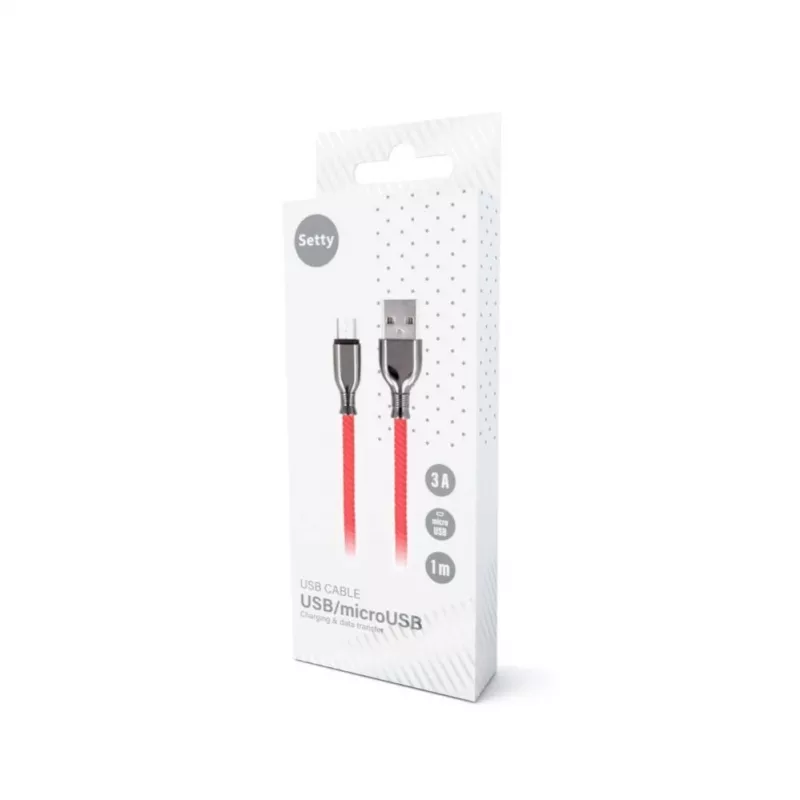 Setty USB-A to Micro-USB kaabel 1,0 m 3A kiirlaadimine Punane FC-M