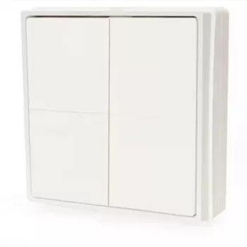 Shelly Blu ZB Wall Switch 4 nutikas juhtmevaba 4-nupuline seinakommutaator, Zigbee & Bluetooth, patareitoitel, valge Shelly_B_ZB_WS_4_SA