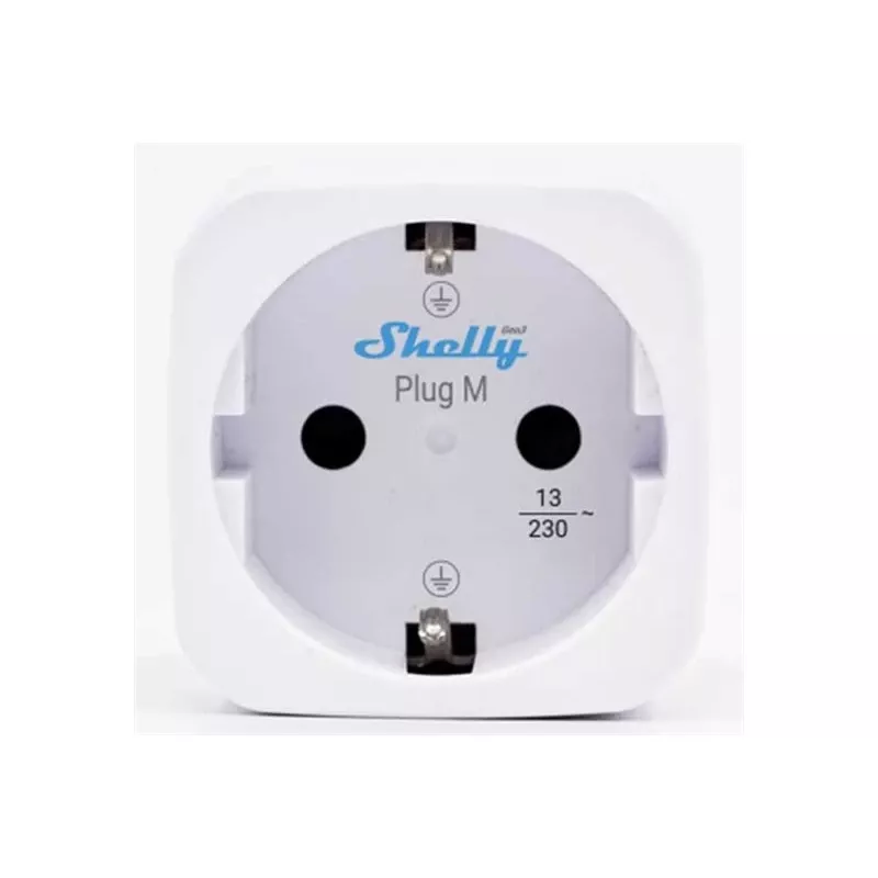 Shelly Plug M Gen3 White 2-Pack – nutikas pistik energiamõõtmisega, 13A, Wi-Fi ja Bluetooth (Type F)