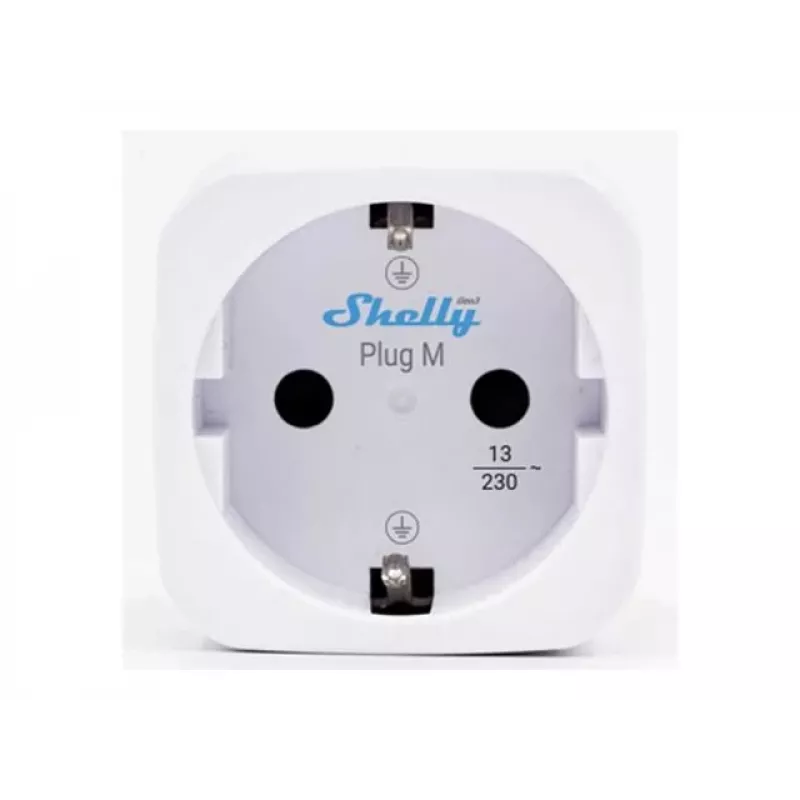 Shelly Plug M Gen3 White – nutikas pistik energiamõõtmisega, 13A, WiFi ja Bluetooth, Schuko