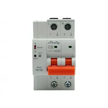 Shelly Pro 2CB C32 nutikas miniatuurne kaitselüliti, 2-pooluseline, 32A, Wi-Fi, LAN, Bluetooth