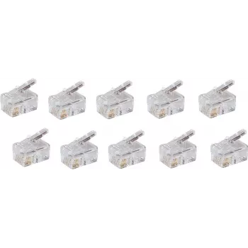 SHIVERPEAKS BASIC-S modulaarpistik RJ10/RJ14 4P4C varjestamata kullatud kontaktidega, 10 tk BS72039-10