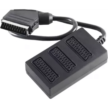 shiverpeaks BASIC-S Scart jaoturkaabel, 1x Scart isane 3x Scart emasele, 0,5 m, täielikult ühendatud, must (BS94051)