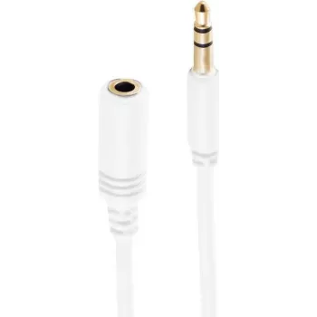 SHIVERPEAKS BASIC-S üliõhuke 3,5 mm stereo audio pikenduskaabel, isane emasele, kullatud, valge, 1,5 m (BS33982-W)