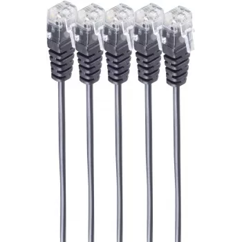 SHIVERPEAKS BASIC-S Telefonikaabel, RJ11 - RJ11, ümar, must, paindlik, vask, 2,0 m, 5-pakk (BS70084-2-SET5)
