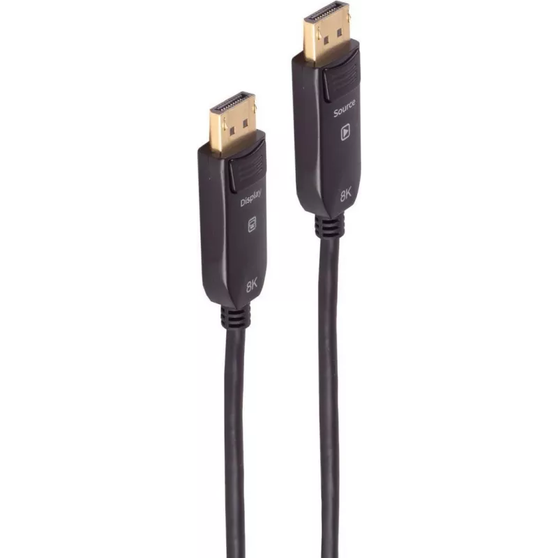 SHIVERPEAKS BS30-16495 aktiivne optiline DisplayPort-kaabel 1.4, 50 m, 8K 60Hz, 4K 120Hz, must