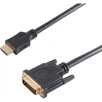 SHIVERPEAKS BS77481 HDMI Type A isane DVI-D isane videokaabli adapter, 1,5 m, must, kullatud, kolmekordse varjestusega, toetab 1920x1200