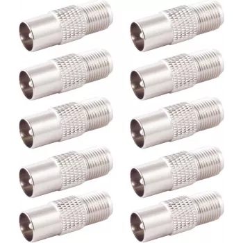 SHIVERPEAKS BS85322-SET10 IEC isane F emane koaksiaaladapter, 10-pakk, hõbedane