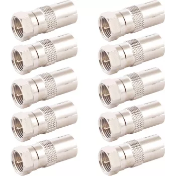 SHIVERPEAKS IEC emane F-tüüpi isane koaksiaaladapter, 10-pakk, 75 Ohm, hõbedane BS85321-SET10