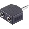 ShiverPeaks S/CONN maximum connectivity 3,5 mm stereo-jacki jaotur-adapter, 1 isane 2 emasele, nikeldatud, must (57080)
