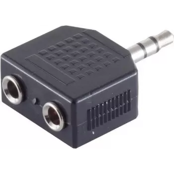 ShiverPeaks S/CONN maximum connectivity 3,5 mm stereo-jacki jaotur-adapter, 1 isane 2 emasele, nikeldatud, must (57080)