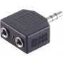 ShiverPeaks S/CONN maximum connectivity 3,5 mm stereo-jacki jaotur-adapter, 1 isane 2 emasele, nikeldatud, must (57080)