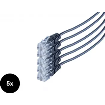 SHIVERPEAKS S/CONN maksimaalse ühenduvusega telefonikaabel, RJ11 isane - RJ11 isane, ümmargune, must, paindlik, vask, 5 tk komplekt, 2,0 m SO70084-2-SET5